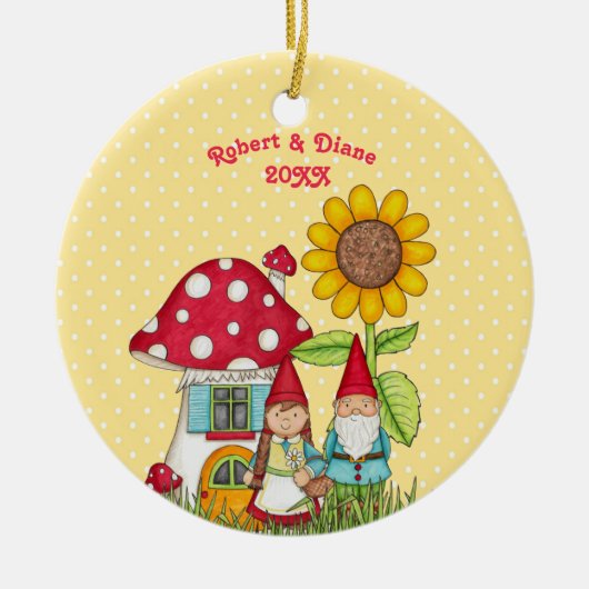 庭の格言のカップル セラミックオーナメント (正面)