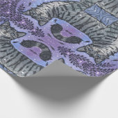 庭の水彩画の猫のオブジェ ラッピングペーパー (角)