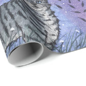 庭の水彩画の猫のオブジェ ラッピングペーパー (ロールコーナー)