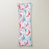 庭の水色の鳥のフローラティール（緑がかった色）ピンク ボディピロー (裏面 (縦))