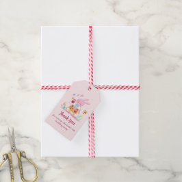 庭の水色ピンクのイースターバニー ギフトタグ