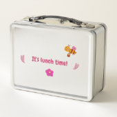 庭の水色ピンクのウサギ名前 メタルランチボックス (裏面)