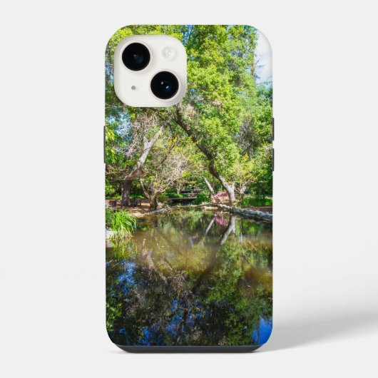 庭の池に映る風景 iPhoneケース (裏面)