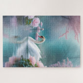 庭の池の白鳥 ジグソーパズル (横)