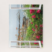 庭の海の窓のフレーム風光明媚なオグンキット、メイン ジグソーパズル (縦)