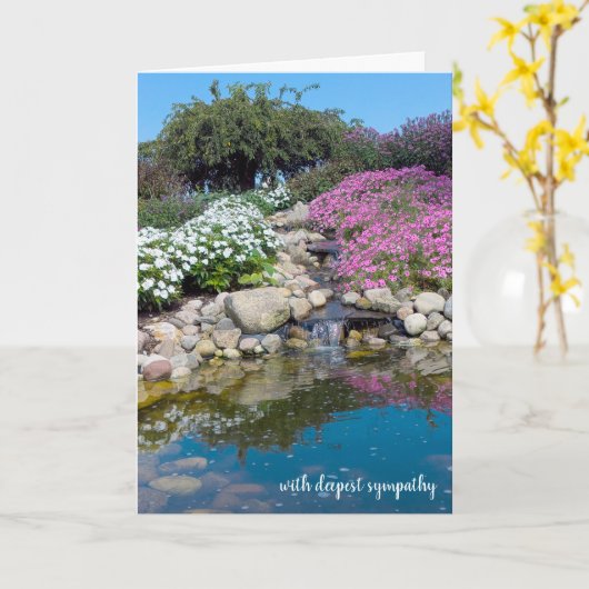 庭の滝悔やみや弔慰 カード (黄色い花)
