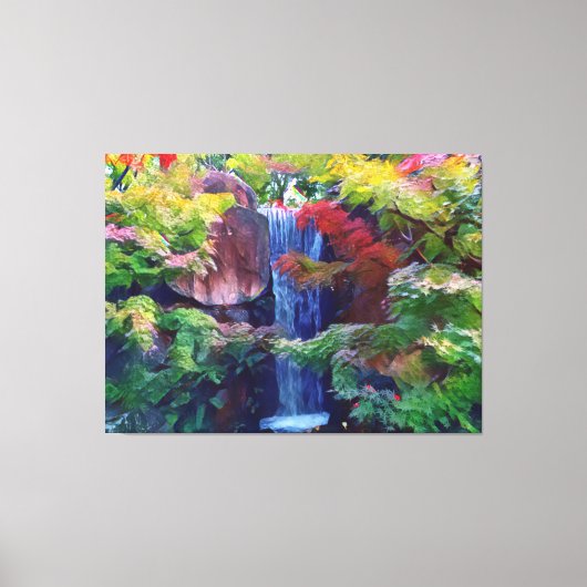 庭の滝日本の キャンバスプリント (正面)