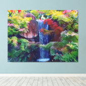 庭の滝日本の キャンバスプリント (インサイチュ (ウッドフロア))