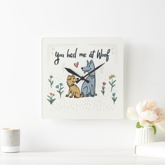 庭の犬たちIII 私を悩ませていたのか スクエア壁時計 (ホーム)