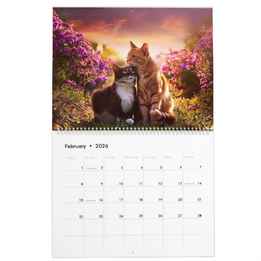 庭の猫たち カレンダー (2月 2026)