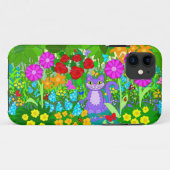庭の猫 カラフルアート 花 ちょうちょ Case-Mate iPhoneケース (裏面(横))