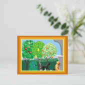 庭の猫 ポストカード (スタンド正面)