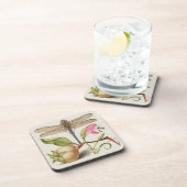 庭の生活、トンボ、洋梨、カーネーションと昆虫 コースター (右側)