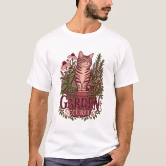 庭の番人トラ猫 植物の花 Tシャツ