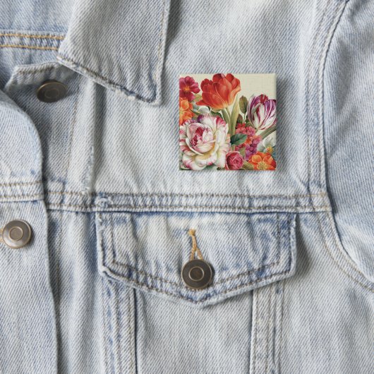 庭の眺めは花を投げました 缶バッジ (インサイチュ)