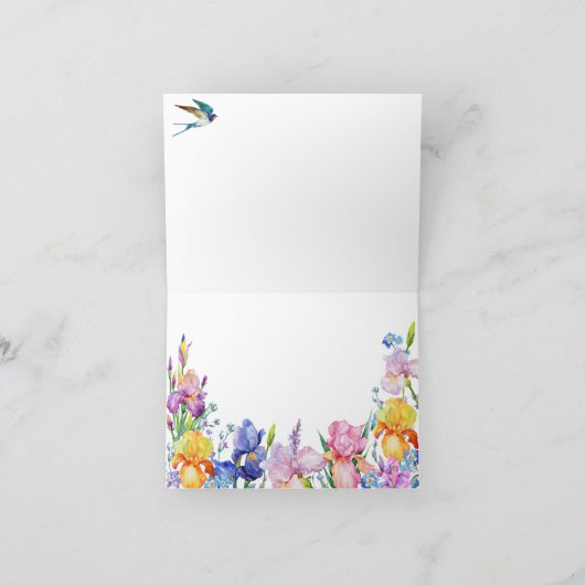 庭の紫の花が咲く カード (内部)