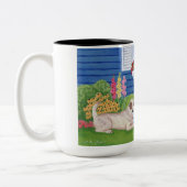 庭の絵画のラブラドール ツートーンマグカップ (左)