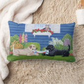 庭の絵画のラブラドール ランバークッション (ブランケット)