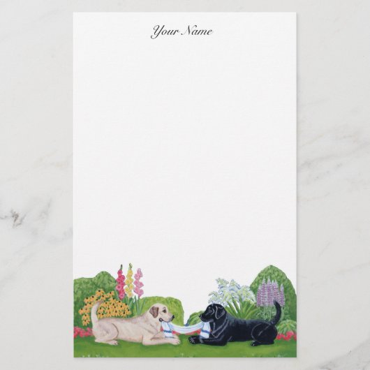 庭の絵画のラブラドール 便箋 (正面)