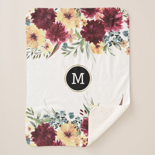 庭の縁ど花深い – 赤と黄色 シェルパブランケット (正面)