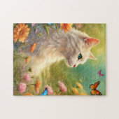 庭の美しい白猫713 ジグソーパズル (横)