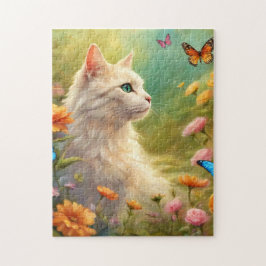 庭の美しい白猫713 ジグソーパズル