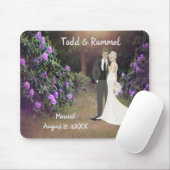 庭の背景を持つ結婚記念品 マウスパッド (マウス)