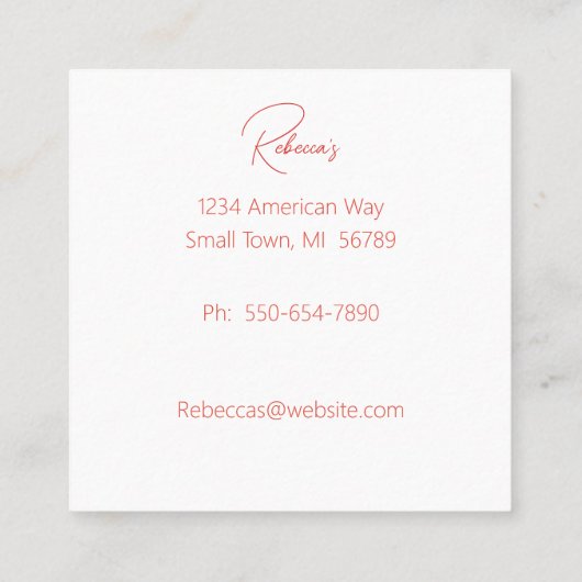 庭の花とトリプルフレームの名刺 スクエア名刺 (裏面)