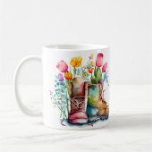 庭の花とブーツは最高 Life Is Better In The Garden コーヒーマグカップ (左)