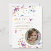 庭の花のカラフル写真 招待状 (正面)