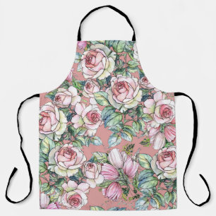 庭の花のバラとチュー絵を描リップを水に入れ エプロン