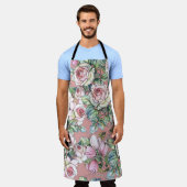 庭の花のバラとチュー絵を描リップを水に入れ エプロン (着用した状態)