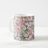 庭の花のバラとチュー絵を描リップを水に入れ コーヒーマグカップ (正面左)