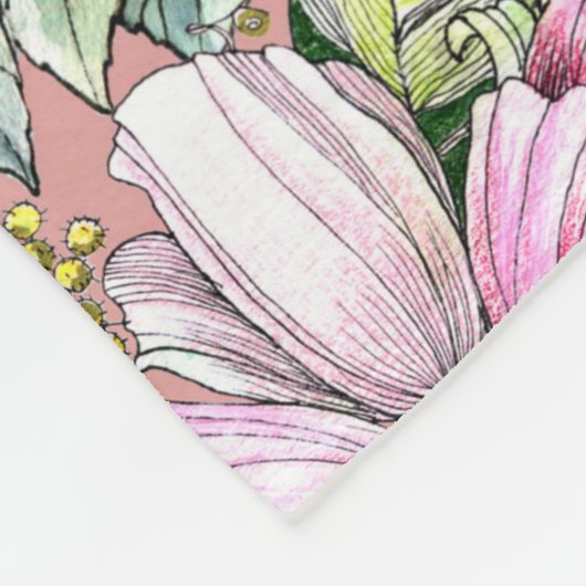 庭の花のバラと色彩の鮮やか水管 フリースブランケット (角)