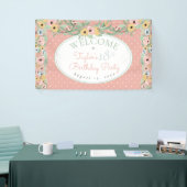 庭の花のピンク|の黄色い花束の誕生会 横断幕 (トレードショー)