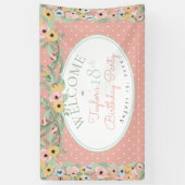 庭の花のピンク|の黄色い花束の誕生会 横断幕 (縦)