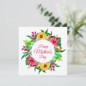 庭の花のリースの母の日のデザイン シーズンカード (スタンド正面)