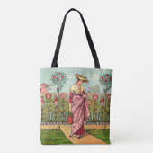 庭の花を育てる女性のアート・アンティーク トートバッグ (裏面)