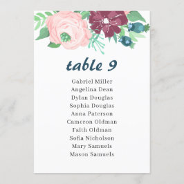 庭の花フローラテーブル番号(座席付) 招待状