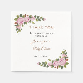 庭の花ベビーシャワーありがとう紙ナプキン スタンダードカクテルナプキン