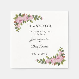 庭の花ベビーシャワーありがとう紙ナプキン スタンダードカクテルナプキン