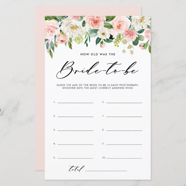 庭の花嫁のシャワーゲームは何歳だった (正面/裏面)