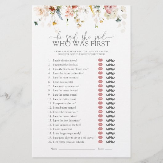 庭の花彼は彼女はブライダルシャワーゲームを言った (正面)