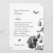 庭の花模様の結婚式招待状 招待状 (正面/裏面)