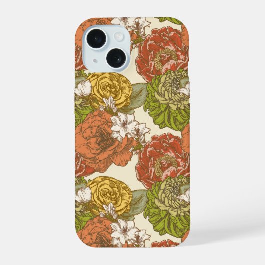 庭の花模様 iPhone 15ケース (裏面)