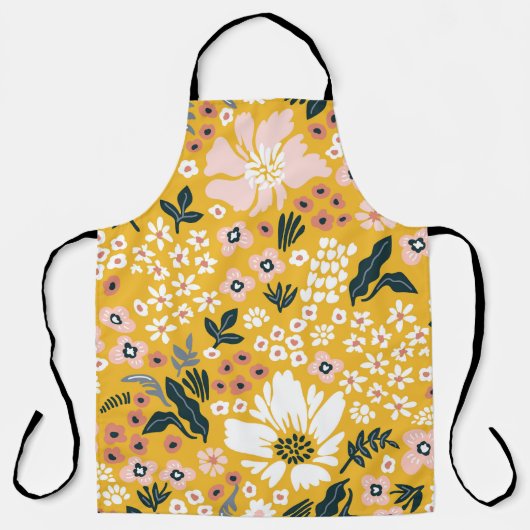 庭の花：黄色のヴィンテージチャーム。 エプロン (正面)