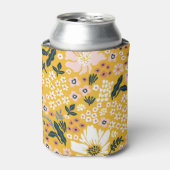 庭の花:黄色のヴィンテージチャーム。 缶クーラー (缶正面)