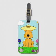 庭の荷物のラベルのかわいいのAiredaleの小犬