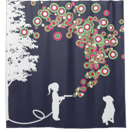 庭の落書きのbanksyスタイル海軍シャワー・カーテン シャワーカーテン