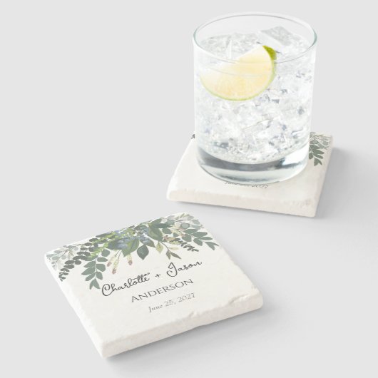 庭の葉の自然の緑 ストーンコースター (横)